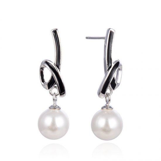 White Pearl Of 925 Sterling Silver Earrings